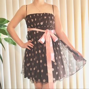 Brown/ Pink Babydoll Evening/ Party Dress